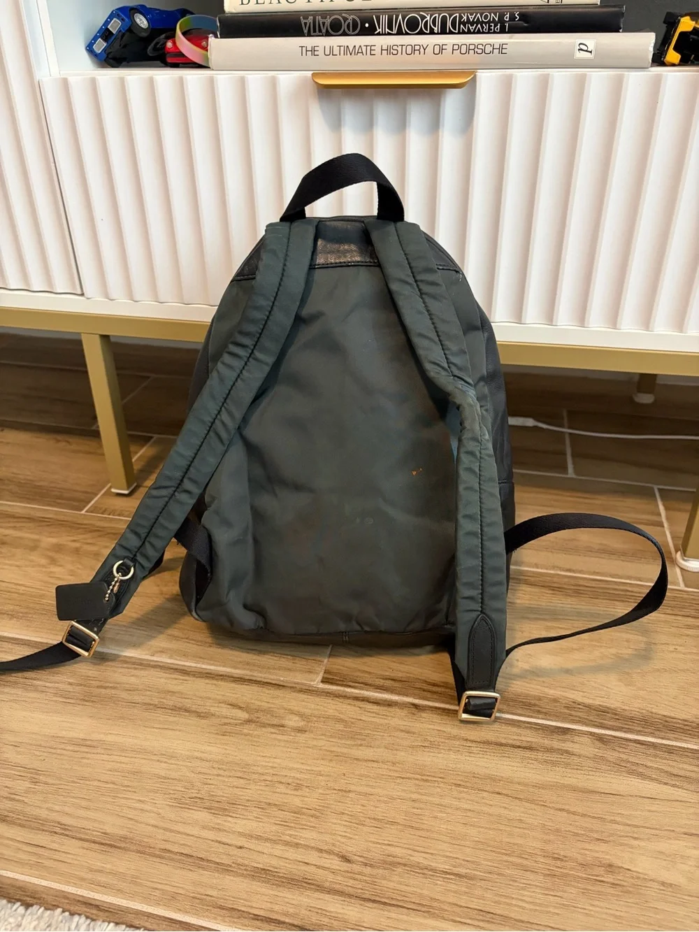 Coach Medium Charlie Backpack Signature Canvas Leather Brown Black F32200